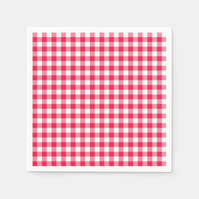 Guardanapo De Papel Padrão Xadrez Vermelho e Branco Clássico Rústico (Frente)