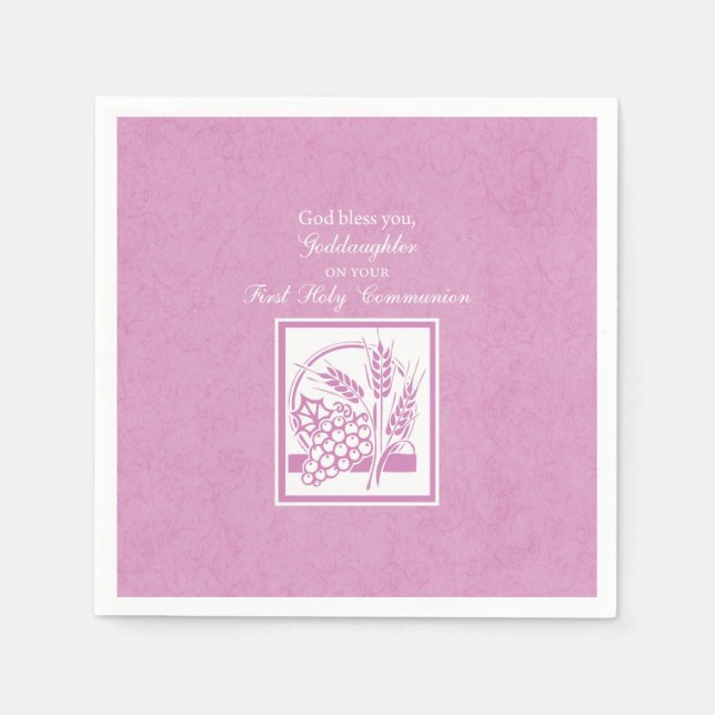 Guardanapo De Papel Padrinha Primeira Comunhão, Rosa (Frente)