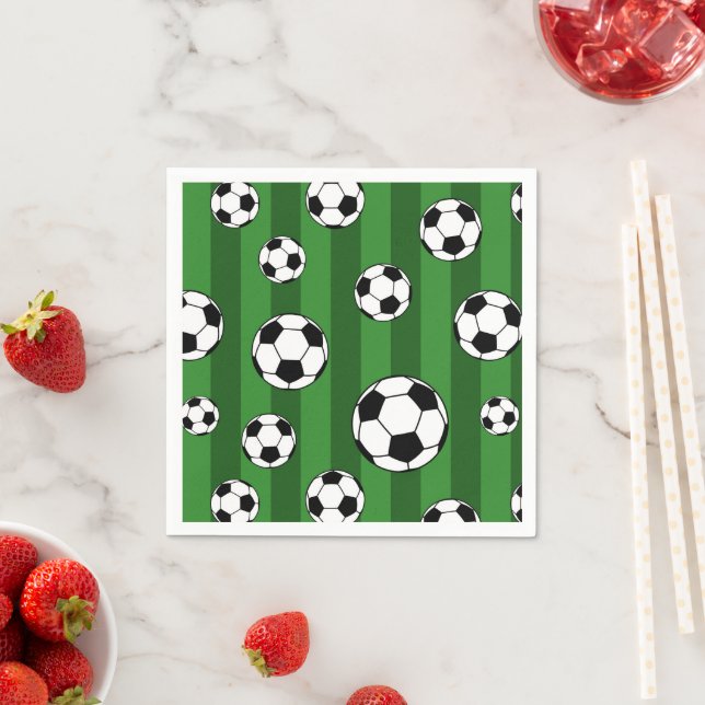 Guardanapo De Papel Padrões de bola de futebol infantil em greve verde (Insitu)