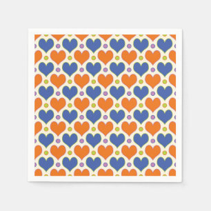 Guardanapo De Papel Padrões de Corações e Bolinhas de Amor em Azul e L