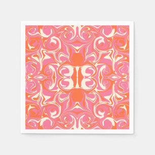 Guardanapo De Papel Padrões de espiral a rosa, laranja e creme