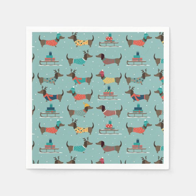 Guardanapo De Papel Padrões de Feriados com Presentes e Sleds (Frente)