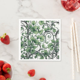 Guardanapo De Papel Padrões de Folha Verde e Vinha Elegante