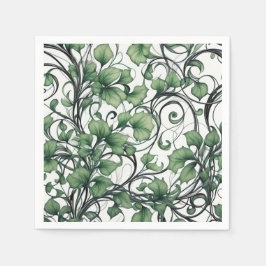 Guardanapo De Papel Padrões de Folha Verde e Vinha Elegante