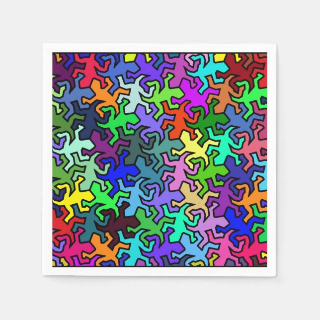Guardanapo De Papel Padrões de Geckos Mosaicos - colorido (Frente)