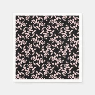 Guardanapo De Papel Padrões de ornamento Preto Rosa Rococo Nápoles
