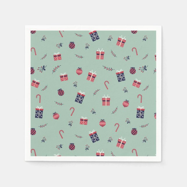Guardanapo De Papel Padrões de ornamentos de Natal Bonito (Frente)