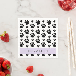 Guardanapo De Papel Padrões de pata, patas de cão, preto e branco, seu