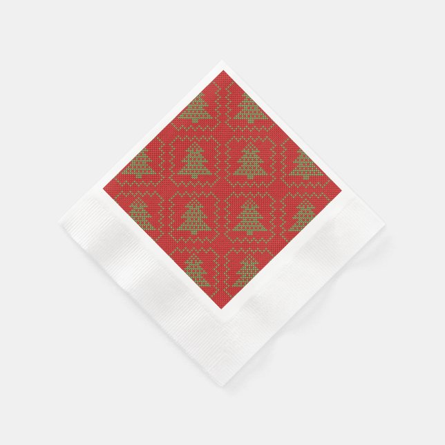 Guardanapo De Papel Padrões de suéter feio da árvore de Natal Cozy (Canto)