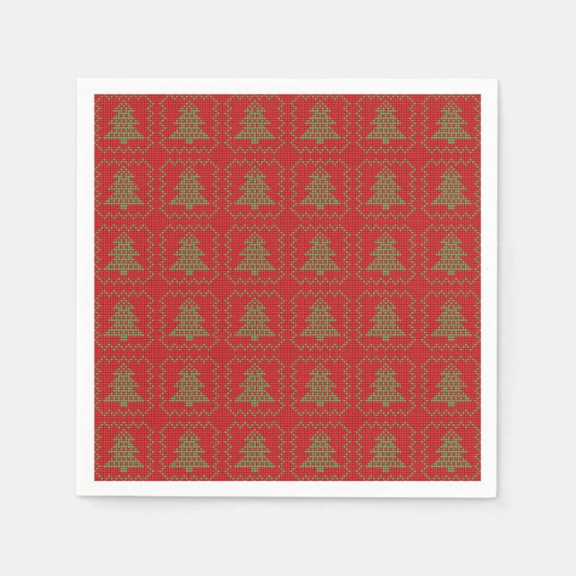 Guardanapo De Papel Padrões de suéter feio da árvore de Natal Cozy (Frente)