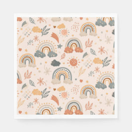 Guardanapo De Papel Padrões do Sol das Nuvens Arco-Íris, Tons da Terra