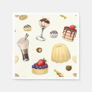 Guardanapo De Papel Padrões doces com várias sobremesas.