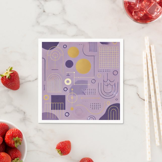 Guardanapo De Papel Padrões escandinavos roxos e Dourados (Insitu)