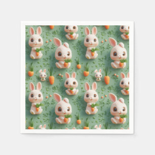 Guardanapo De Papel Padrões Fluffy Bunnies and Carrots 3D sem costura