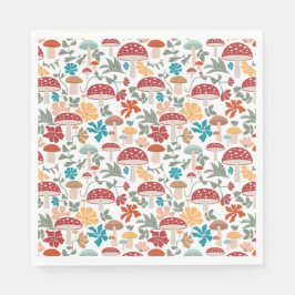 Guardanapo De Papel Padrões modernos de Cogumelos e Meio século Floral