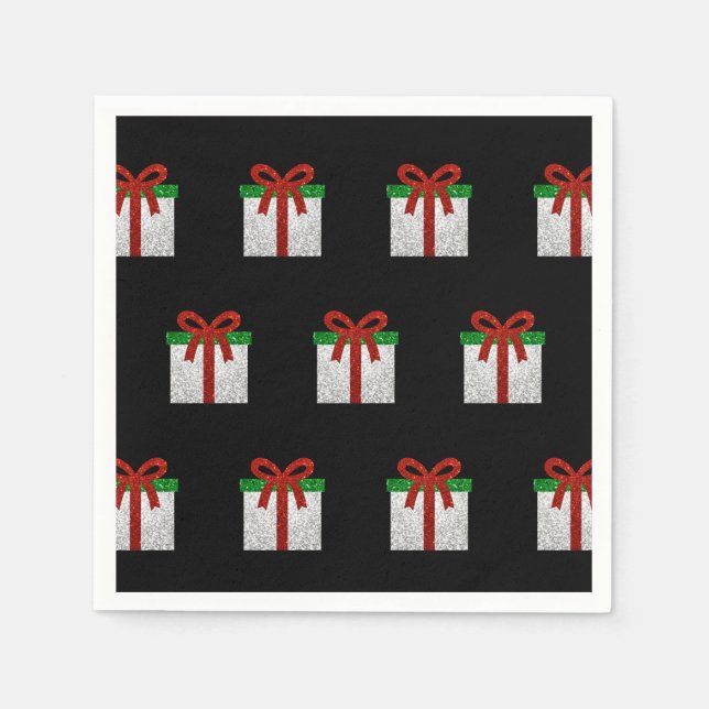 Guardanapo De Papel Padrões para presentes de Natal reluzentes Napkins (Frente)