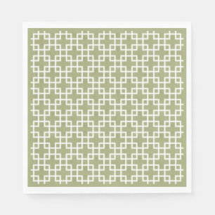 Guardanapo De Papel Padrões Quadrados Retro-Químicos Brancos Em Verd