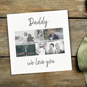Guardanapo De Papel Pai com Crianças e Colagem de Fotos de Pai Familia