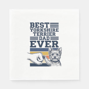 Guardanapo De Papel Pai Yorkshire Terrier Punho Erguido Vintage Vetor