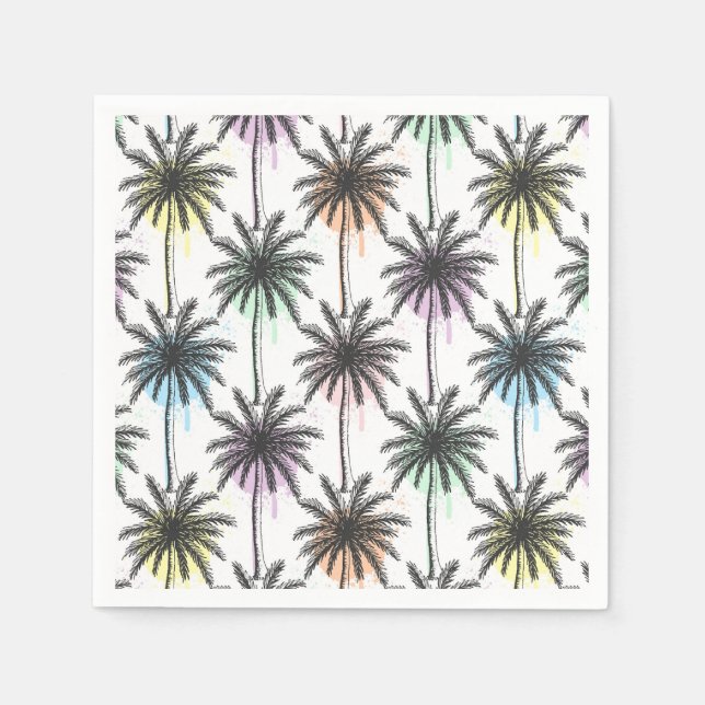 Guardanapo De Papel Paint Drop Palm Tree Patterno (Frente)
