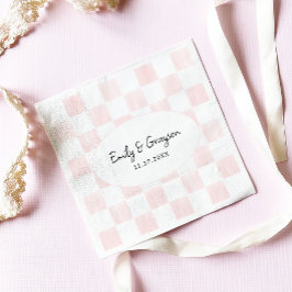 Guardanapo De Papel Painted Pink Checkerboard Pattern Wedding