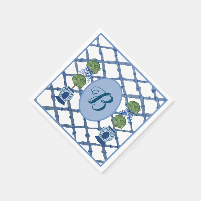 Guardanapo De Papel Painted Topiary Chinoiserie Ginger Jars Jar  (Canto)