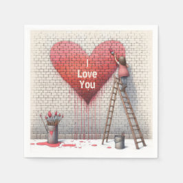 Guardanapo De Papel Painting I Love You Heart Mural