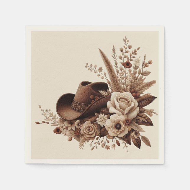 Guardanapo De Papel País Elegante Moderno Ocidental- Floral (Frente)