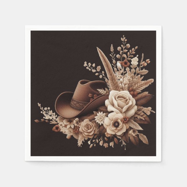 Guardanapo De Papel País Elegante Moderno Ocidental- Floral (Frente)