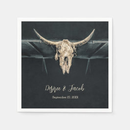 Guardanapo De Papel País Ocidental Beige Cinza Rustic Bull Crânio de v