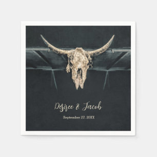 Guardanapo De Papel País Ocidental Beige Cinza Rustic Bull Crânio de v