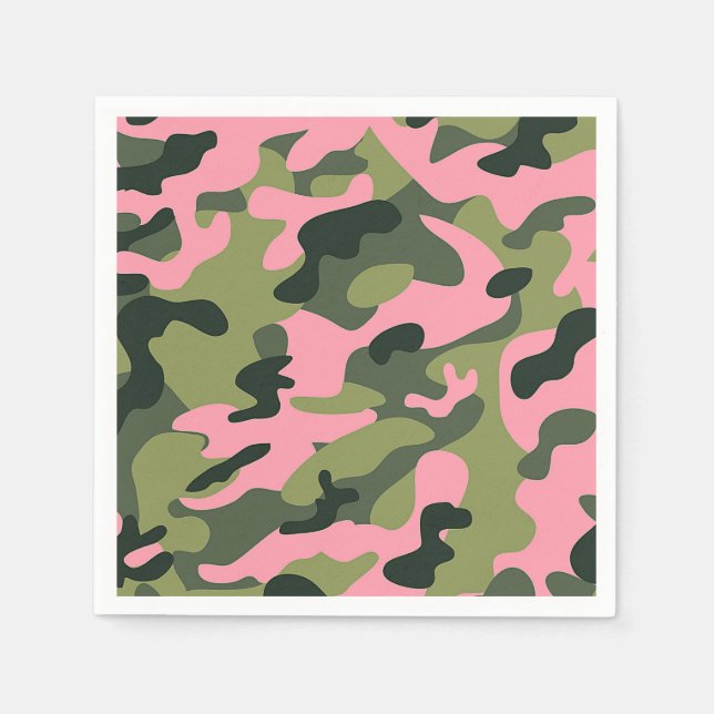 Guardanapo De Papel País Rosa Verde Exército Camuflagem Camuflagem Ani (Frente)