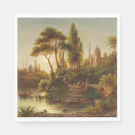 Guardanapo De Papel Paisagem Asiática na Luz da Noite (Arte Sunset)