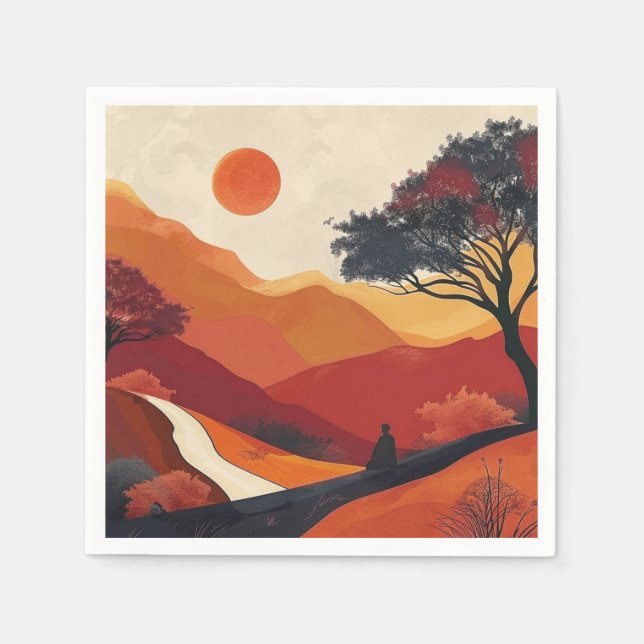 Guardanapo De Papel Paisagem Boho Abstrato (19) (Frente)
