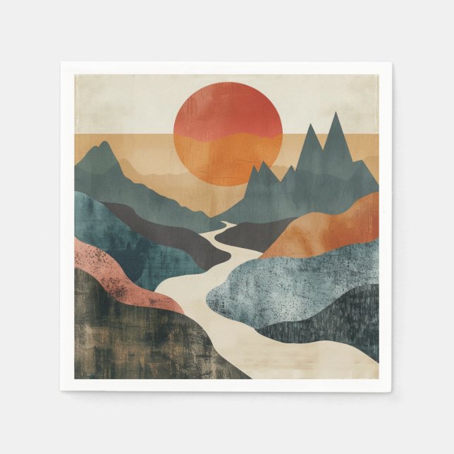 Guardanapo De Papel Paisagem Boho Abstrato (5) (Frente)