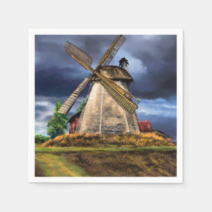 Guardanapo De Papel Paisagem bonita do moinho de vento nos Países Bai