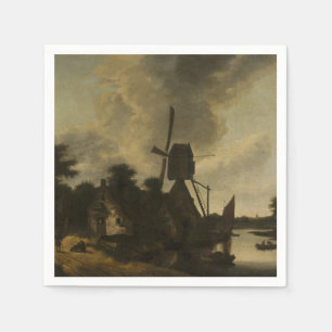 Guardanapo De Papel Paisagem com moinho de vento - Salomon Rombouts