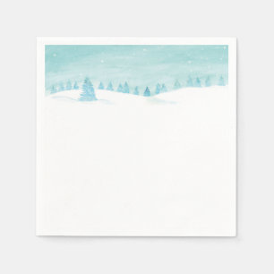 Guardanapo De Papel Paisagem Da Floresta De Inverno De Neve Com Árvore