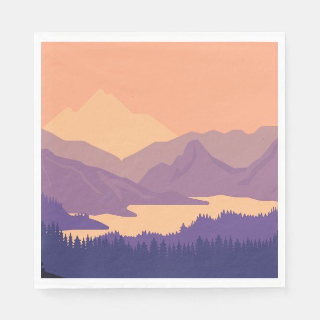 Guardanapo De Papel Paisagem das montanhas pela manhã (Frente)