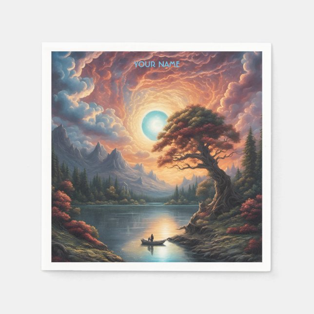 Guardanapo De Papel Paisagem de Árvore Romântica Fantástica (Frente)