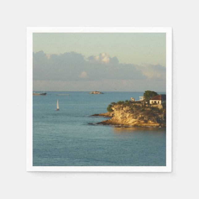 Guardanapo De Papel Paisagem de Bela Ilha da Costa Antiguana (Frente)
