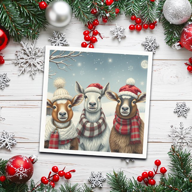 Guardanapo De Papel Paisagem de inverno com ovelha e cabine (Criador carregado)