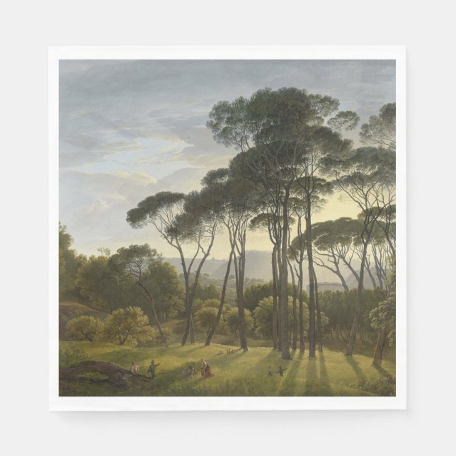 Guardanapo De Papel Paisagem Italiana com Pinheiros Guarda-chuvas (Voo (Frente)