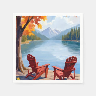 Guardanapo De Papel Paisagem Montanhosa Tranquila ao lado do Lago Ar
