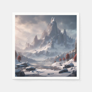 Guardanapo De Papel Paisagem Nevada Com Montanhas