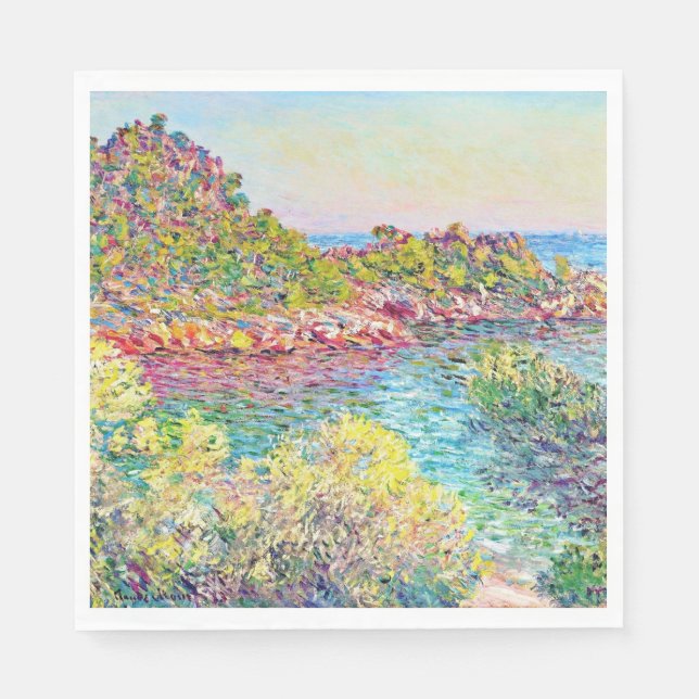 Guardanapo De Papel Paisagem perto de Monte Carlo (por Claude Monet) (Frente)