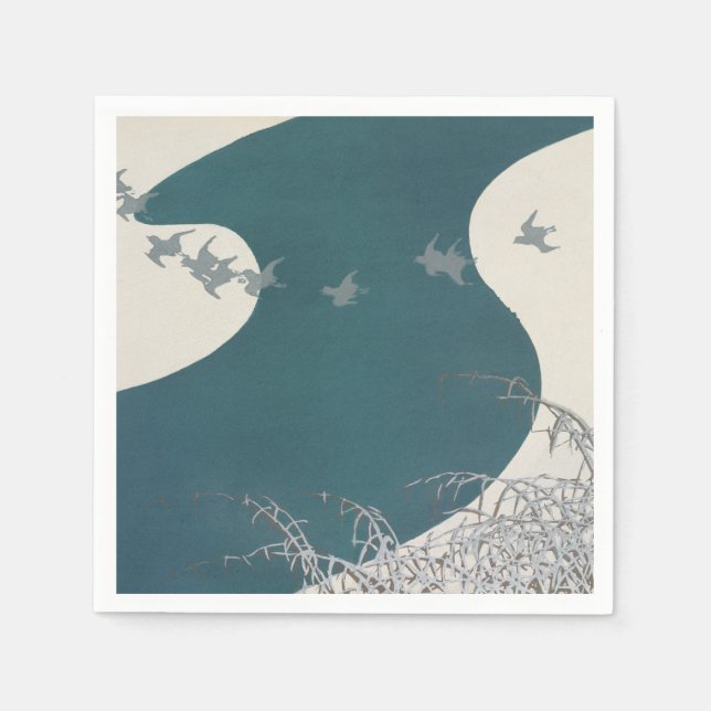 Guardanapo De Papel paisagem ribeirinha do japão aves tradicionais de  (Frente)