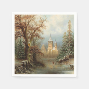 Guardanapo De Papel Paisagem Romântica de inverno com Patinadores de G