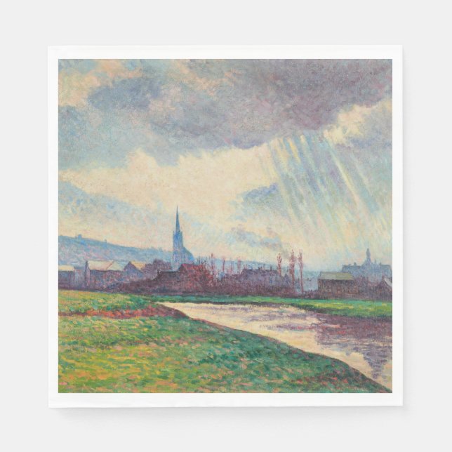 Guardanapo De Papel Paisagem rural com rio (por Maximilien Luce) (Frente)