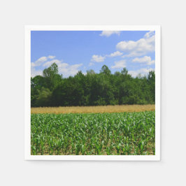 Guardanapo De Papel Paisagem rural de milho e trigo e céu azul